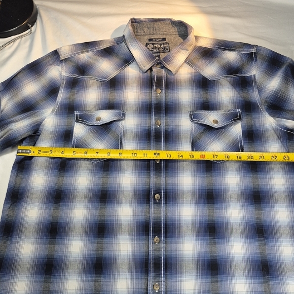 American Rag Men's XXL Long Sleeve Button Down Plaid Shirt - Blue and White - Picture 7 of 15